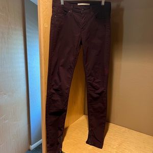 Vince. CALGARY, skinny zippers at ankles, 27,  3” zipper 30” inseam, claret